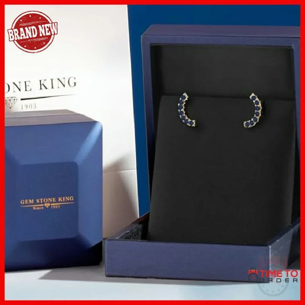 18K Gold Plated Silver 2MM Gemstone Stud Ear Crawler Earrings